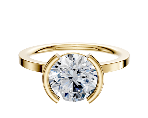 14K Yellow Gold Bezel Half Bezel North/South Classic Flat 1.5mm Engagement Ring