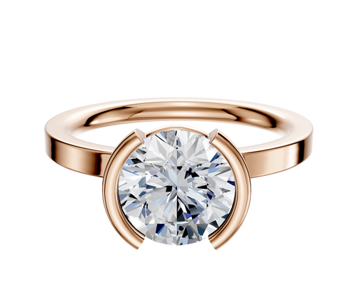14K Rose Gold Bezel Half Bezel North/South Classic Flat 2.0mm Engagement Ring