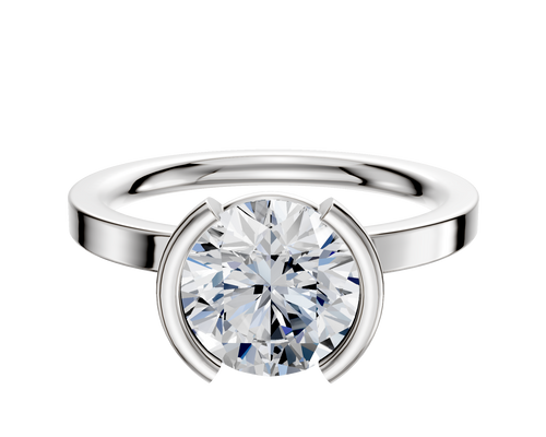 18K White Gold Bezel Half Bezel North/South Classic Flat 2.0mm Engagement Ring