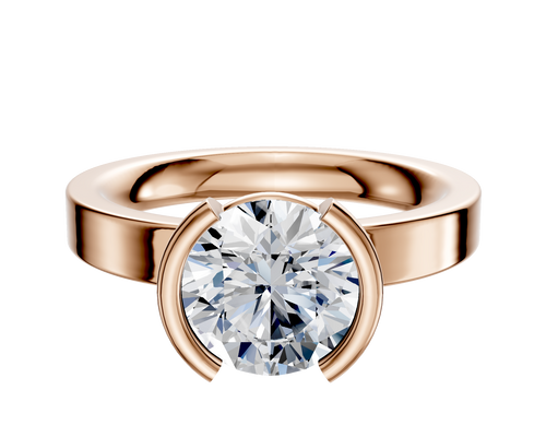 14K Rose Gold Bezel Half Bezel North/South Classic Flat 3.0mm Engagement Ring