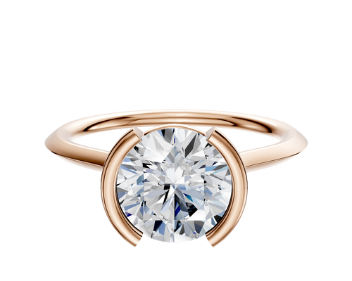 18K Rose Gold Bezel Half Bezel North/South Cathedral Knife Edge 1.5mm Engagement Ring