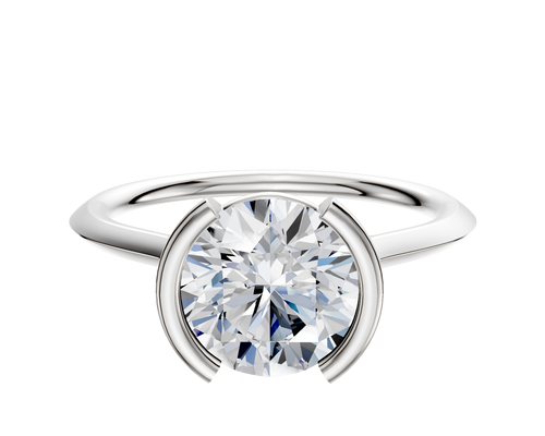Platinum Bezel Half Bezel North/South Cathedral Knife Edge 1.5mm Engagement Ring