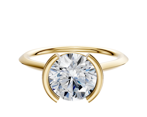 14K Yellow Gold Bezel Half Bezel North/South Cathedral Knife Edge 1.5mm Engagement Ring