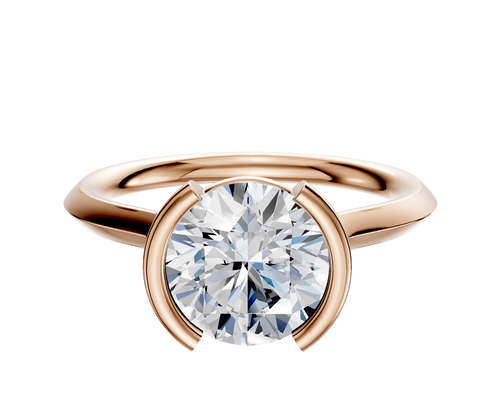 14K Rose Gold Bezel Half Bezel North/South Cathedral Knife Edge 2.0mm Engagement Ring