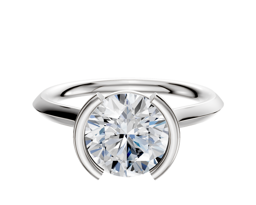 18K White Gold Bezel Half Bezel North/South Cathedral Knife Edge 2.0mm Engagement Ring