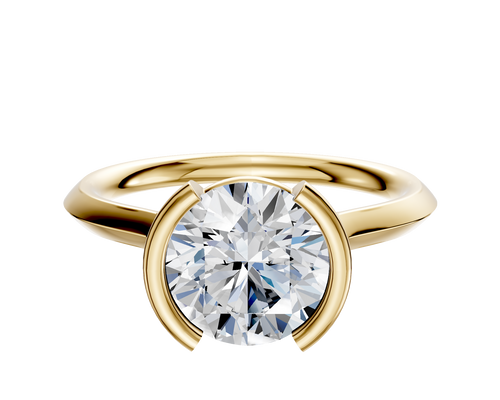 18K Yellow Gold Bezel Half Bezel North/South Cathedral Knife Edge 2.0mm Engagement Ring