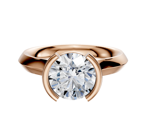 18K Rose Gold Bezel Half Bezel North/South Cathedral Knife Edge 3.0mm Engagement Ring
