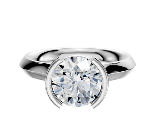 14K White Gold Bezel Half Bezel North/South Cathedral Knife Edge 3.0mm Engagement Ring