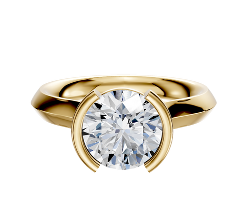 18K Yellow Gold Bezel Half Bezel North/South Cathedral Knife Edge 3.0mm Engagement Ring