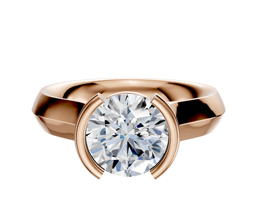 14K Rose Gold Bezel Half Bezel North/South Cathedral Knife Edge 4.0mm Engagement Ring