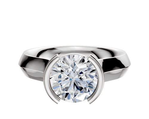 14K White Gold Bezel Half Bezel North/South Cathedral Knife Edge 4.0mm Engagement Ring