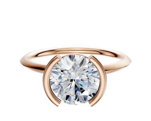 18K Rose Gold Bezel Half Bezel North/South Classic Knife Edge 1.5mm Engagement Ring