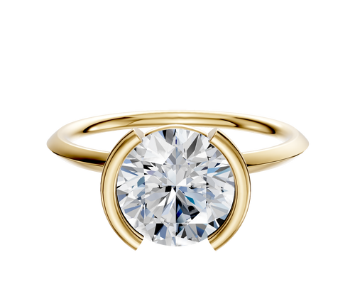 14K Yellow Gold Bezel Half Bezel North/South Classic Knife Edge 1.5mm Engagement Ring