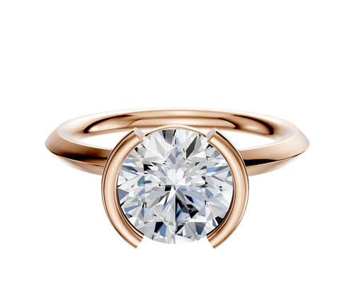 14K Rose Gold Bezel Half Bezel North/South Classic Knife Edge 2.0mm Engagement Ring