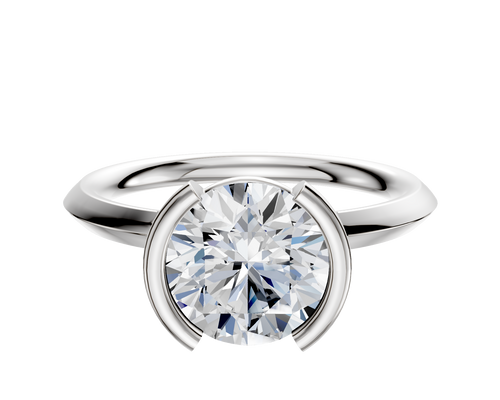 14K White Gold Bezel Half Bezel North/South Classic Knife Edge 2.0mm Engagement Ring