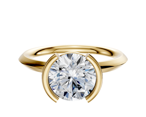 18K Yellow Gold Bezel Half Bezel North/South Classic Knife Edge 2.0mm Engagement Ring