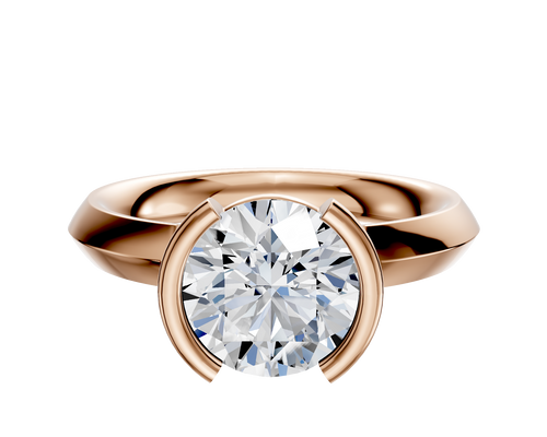 18K Rose Gold Bezel Half Bezel North/South Classic Knife Edge 3.0mm Engagement Ring
