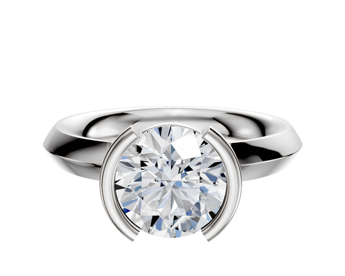 18K White Gold Bezel Half Bezel North/South Classic Knife Edge 3.0mm Engagement Ring