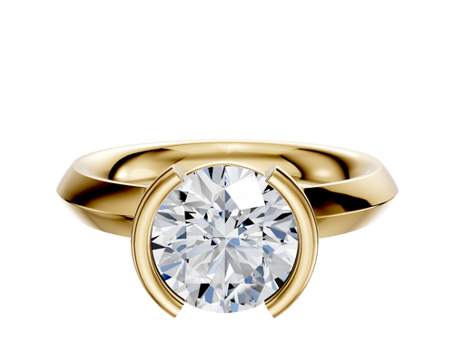 14K Yellow Gold Bezel Half Bezel North/South Classic Knife Edge 3.0mm Engagement Ring