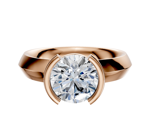 18K Rose Gold Bezel Half Bezel North/South Classic Knife Edge 4.0mm Engagement Ring