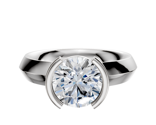 18K White Gold Bezel Half Bezel North/South Classic Knife Edge 4.0mm Engagement Ring