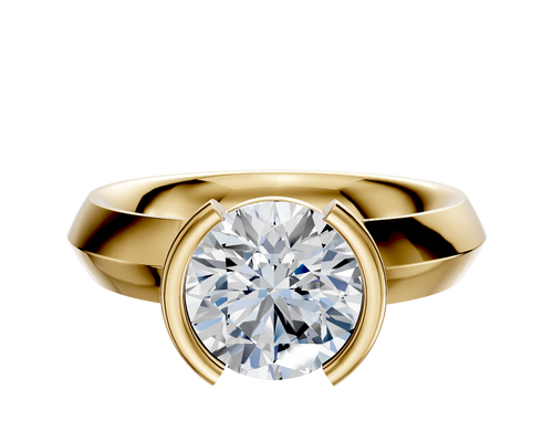 18K Yellow Gold Bezel Half Bezel North/South Classic Knife Edge 4.0mm Engagement Ring