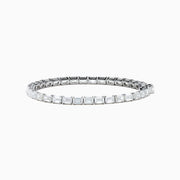 The Platinum Emerald Cut 14.47 Ct. Diamond Tennis Bracelet features a continuous row of prong-set, emerald cut diamonds displayed on a plain white background.