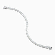 The Platinum Emerald Cut 14.47 Ct. Diamond Tennis Bracelet features a continuous row of prong-set, emerald cut diamonds displayed on a plain white background.