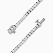 The Lab Grown Diamond 4.00 Carat Tennis Bracelet in 14K White Gold features a continuous row of round, sparkling white lab diamonds set in elegant white gold, shown against a plain white background.
