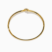 The Star Lab Grown Diamond Connect Bangle in 18K Yellow Gold features a central Star Lab Diamond with a row of smaller diamonds on an angled band, shown against a white background.