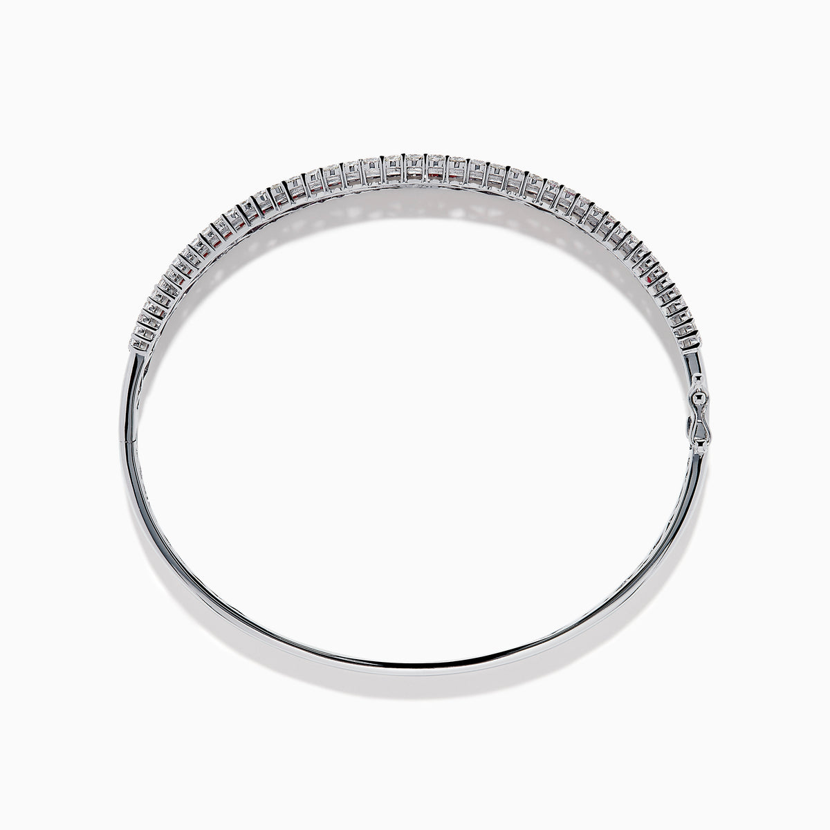 14K White Gold Ruby and Diamond Three-Row Channel-Set Bangle