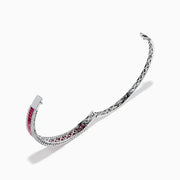 14K White Gold Ruby and Diamond Three-Row Channel-Set Bangle
