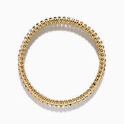 The Watercolors 14K Yellow Gold Multi Sapphire Stretch Bracelet features rectangular sapphires in a vibrant rainbow pattern set in yellow gold.