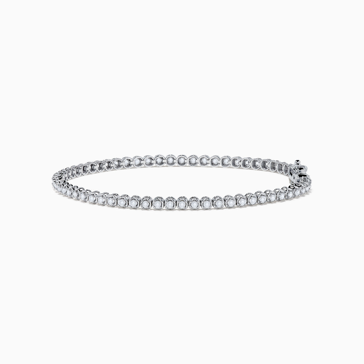 The 14K White Gold 1.0 Ct. Diamond Tennis Bracelet showcases a single row of round sparkling diamonds set in a lustrous white gold band, displayed against a plain white background.