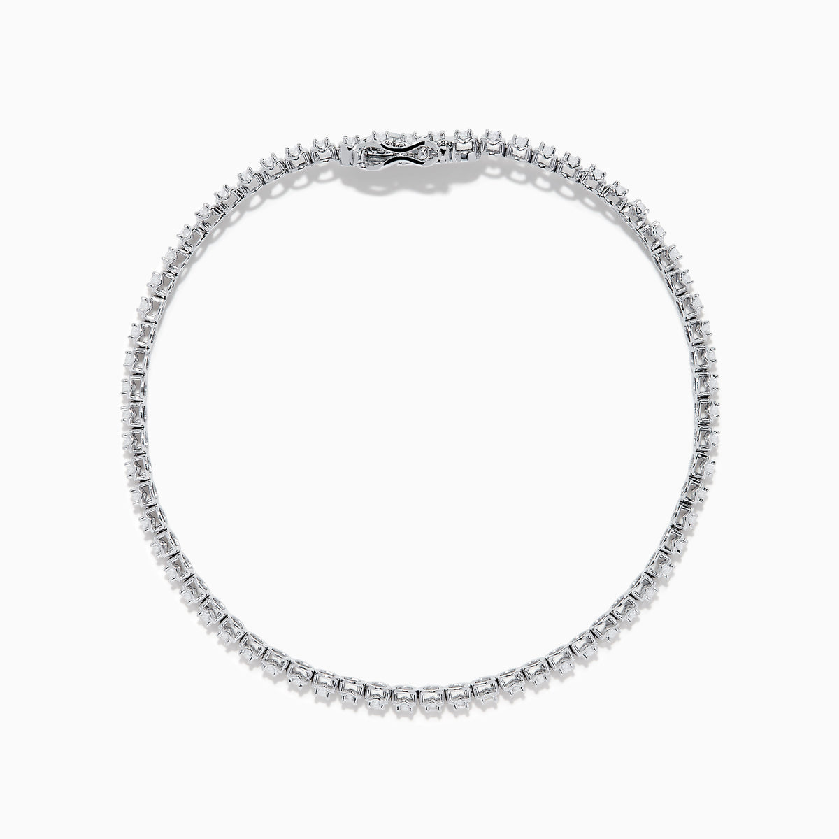 The 14K White Gold 1.0 Ct. Diamond Tennis Bracelet showcases a single row of round sparkling diamonds set in a lustrous white gold band, displayed against a plain white background.