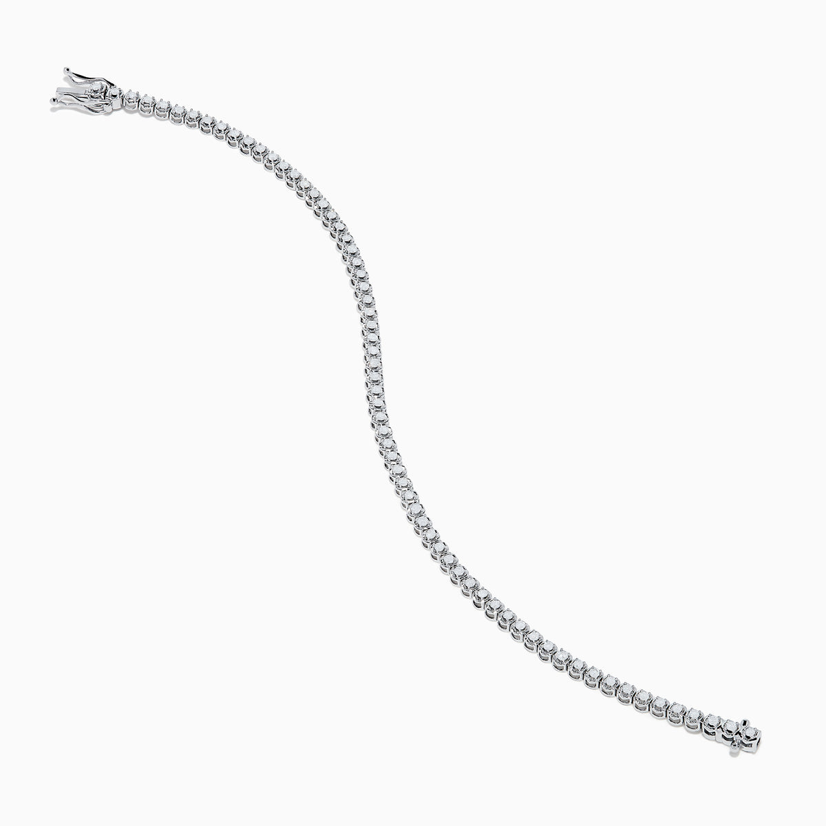 The 14K White Gold 1.0 Ct. Diamond Tennis Bracelet showcases a single row of round sparkling diamonds set in a lustrous white gold band, displayed against a plain white background.