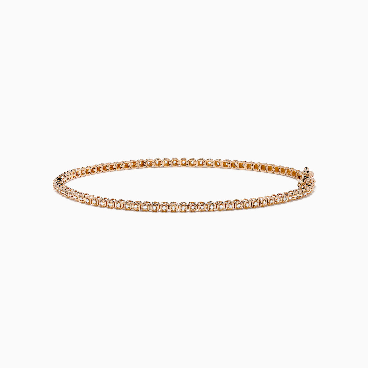 The 14K Rose Gold 0.25 Ct. Diamond Tennis Bracelet features a continuous row of sparkling round-cut diamonds, elegantly photographed on a white background.