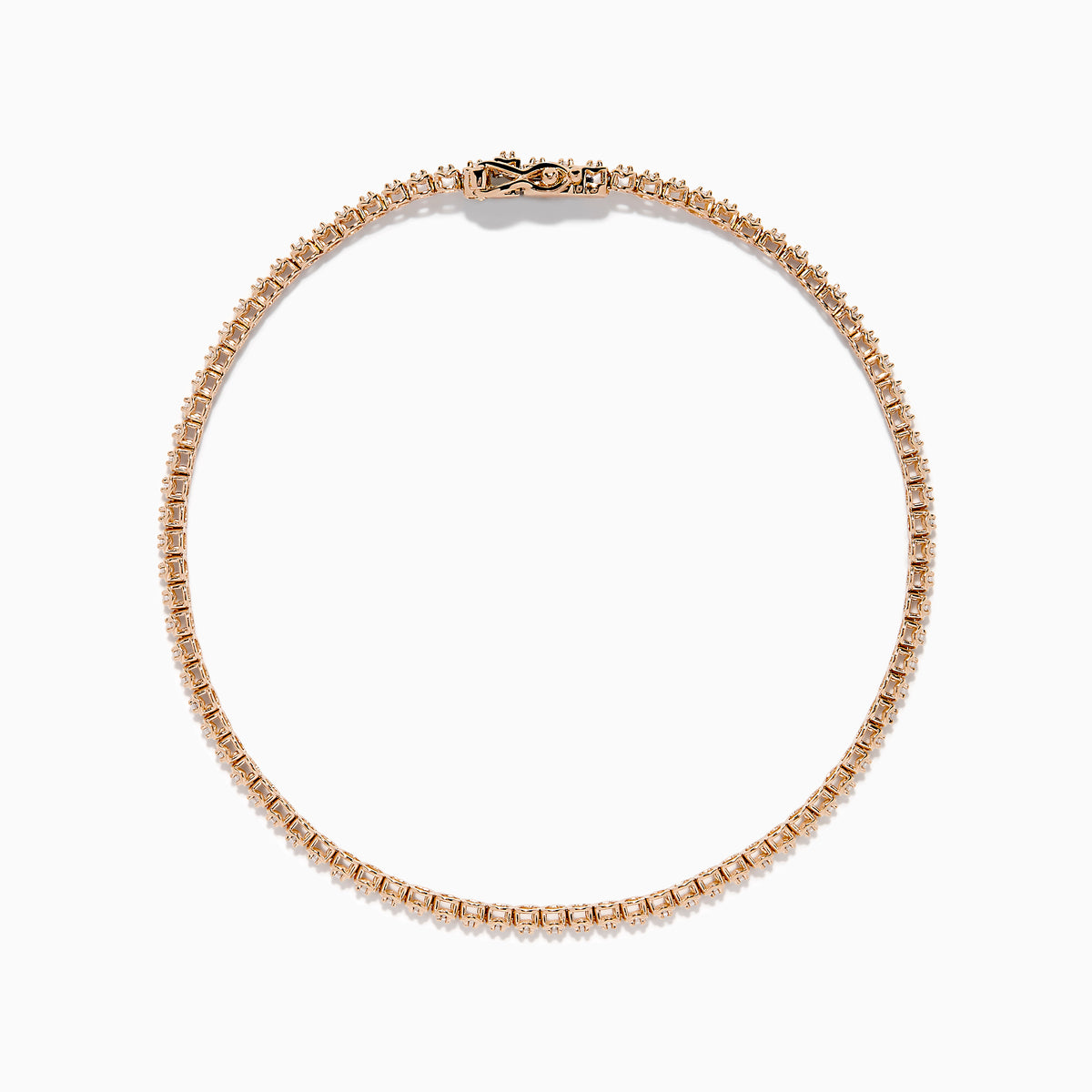 The 14K Rose Gold 0.25 Ct. Diamond Tennis Bracelet features a continuous row of sparkling round-cut diamonds, elegantly photographed on a white background.
