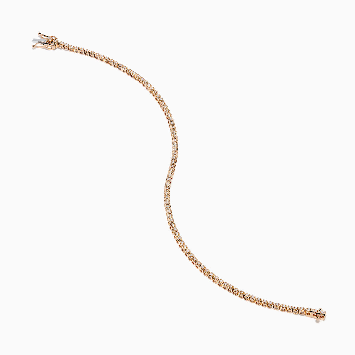 The 14K Rose Gold 0.25 Ct. Diamond Tennis Bracelet features a continuous row of sparkling round-cut diamonds, elegantly photographed on a white background.