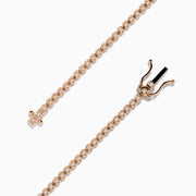 The 14K Rose Gold 0.25 Ct. Diamond Tennis Bracelet features a continuous row of sparkling round-cut diamonds, elegantly photographed on a white background.