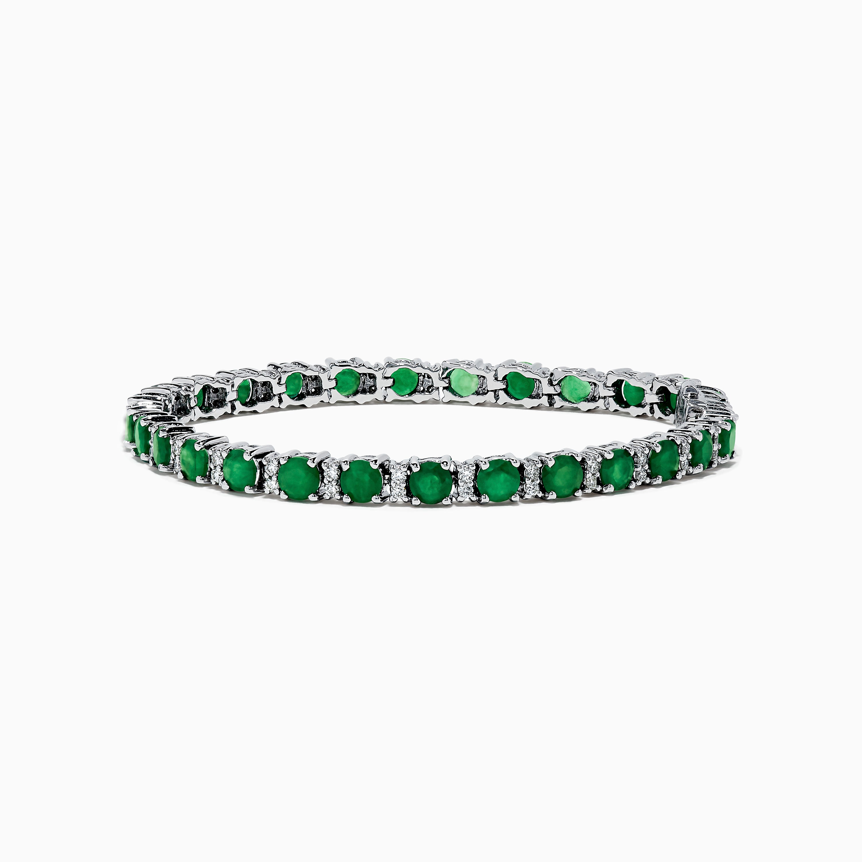 14K White Gold Emerald Tennis Bracelet