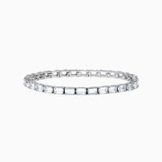 A 14K White Gold White Sapphire Tennis Bracelet with rectangular clear sapphires in individual links, shown on a plain white background.