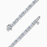 A 14K White Gold White Sapphire Tennis Bracelet with rectangular clear sapphires in individual links, shown on a plain white background.