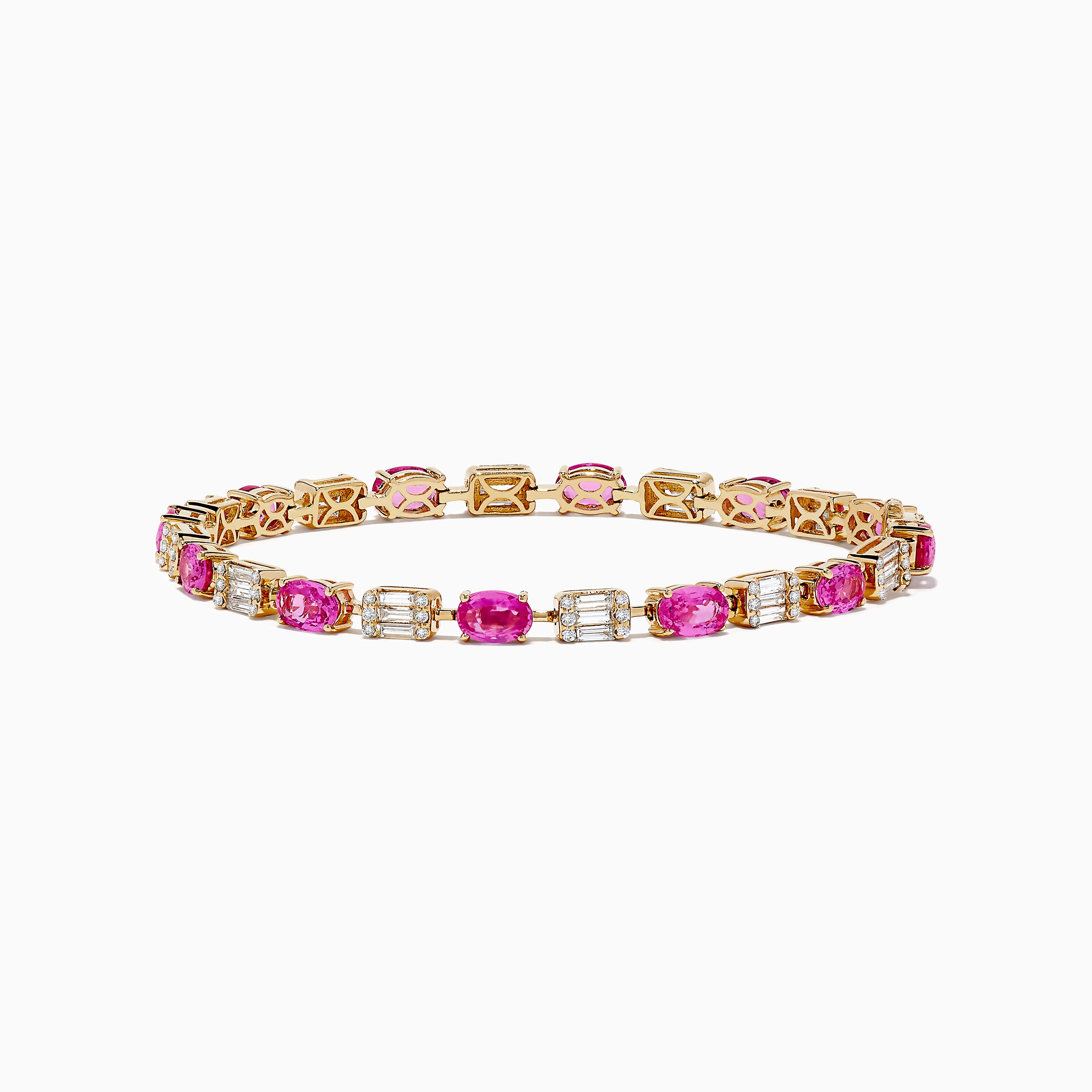 Effy 14K Yellow Gold Pink Sapphire and Diamond Tennis Bracelet