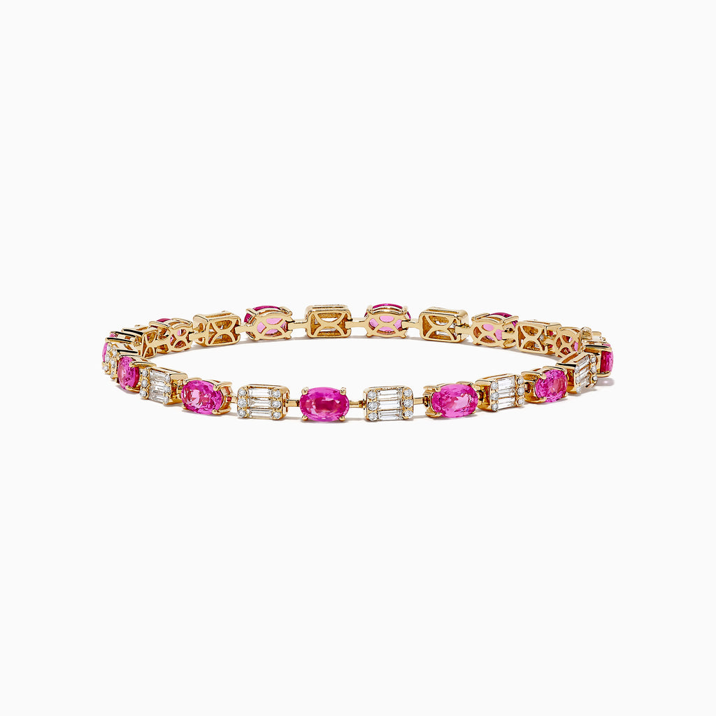 Effy 14K Yellow Gold Pink Sapphire and Diamond Tennis Bracelet