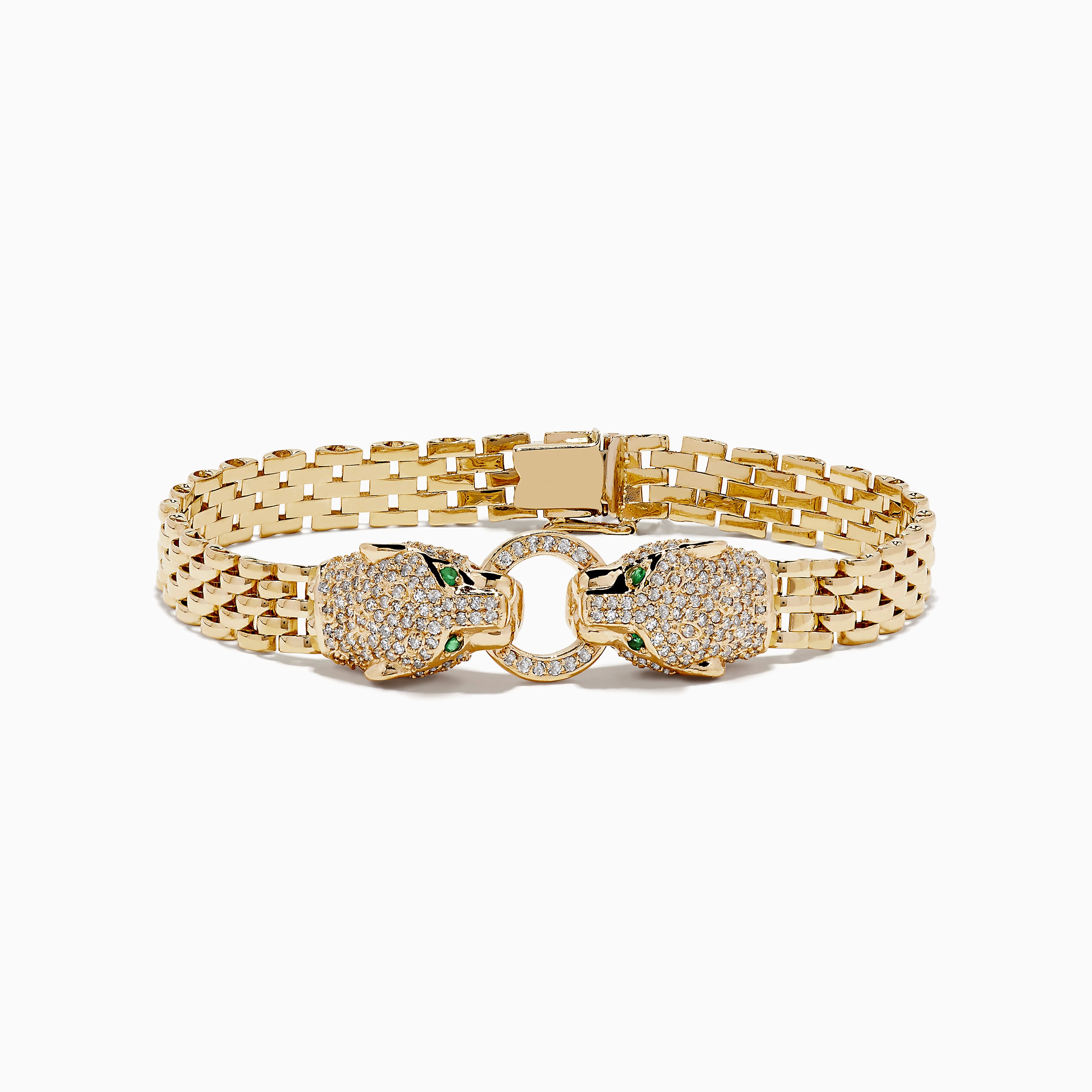 Effy Signature 14K Yellow Gold Diamond and Emerald Panther Bracelet