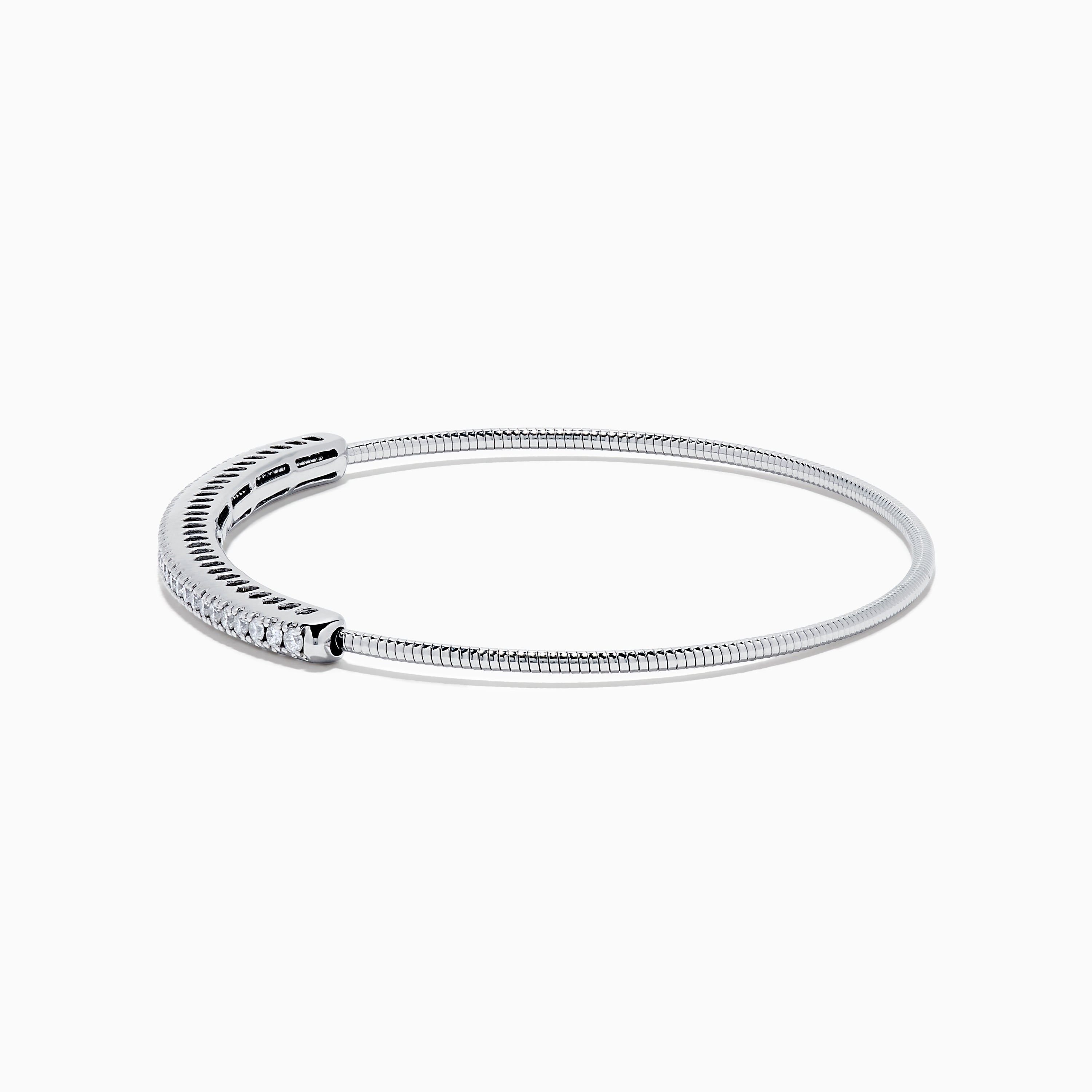 14K White Gold Flexible Diamond Bangle – effyjewelry.com
