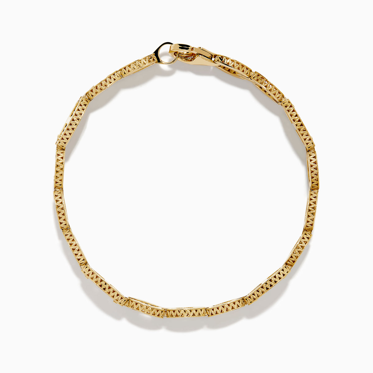 The D'Oro 14K Yellow Gold Chain Link Diamond Bracelet features interlocking oval links and embedded diamonds for a luxurious, elegant look.
