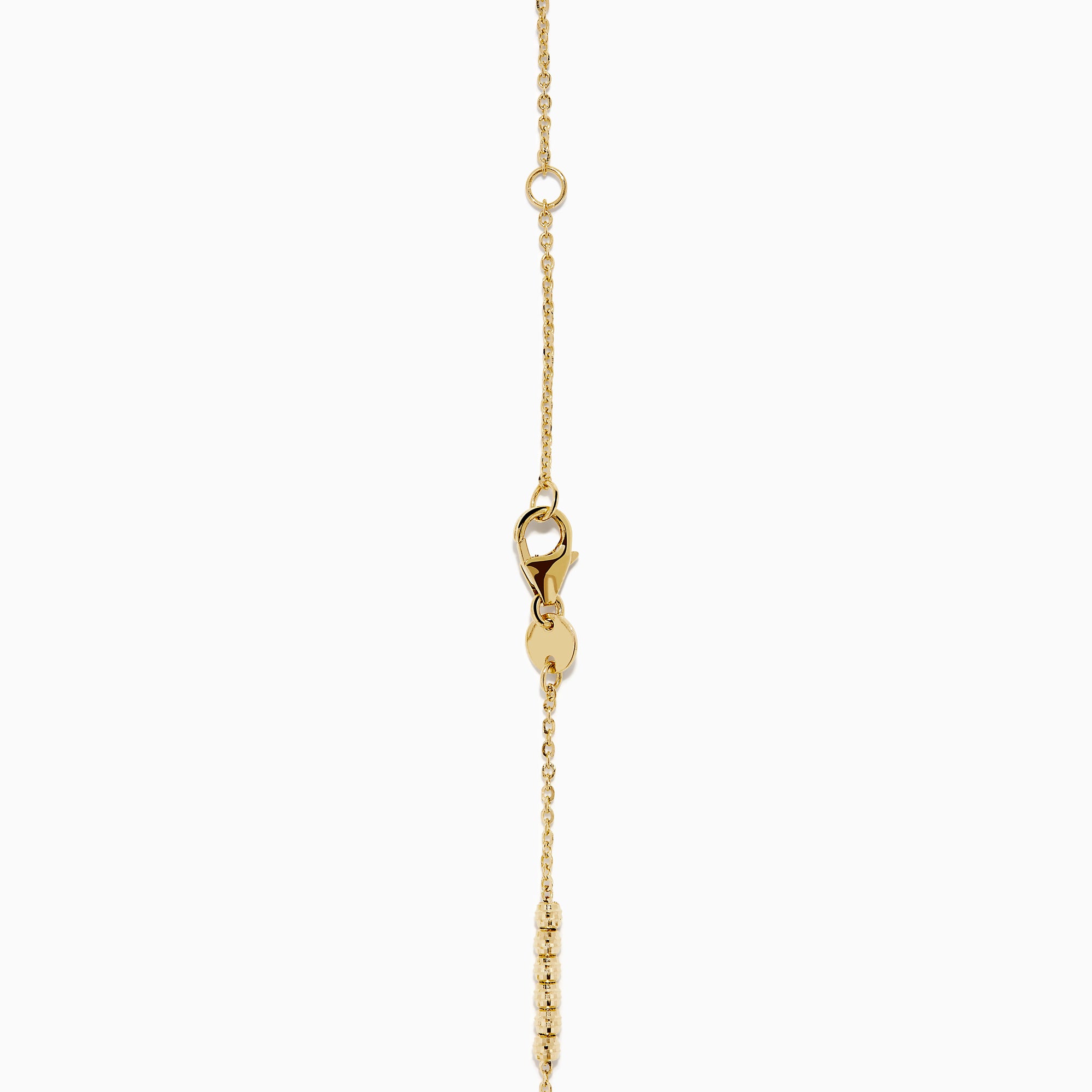 The 14K Yellow Gold Beaded Station Anklet features a delicate fine chain with evenly spaced bead clusters and a secure lobster clasp.