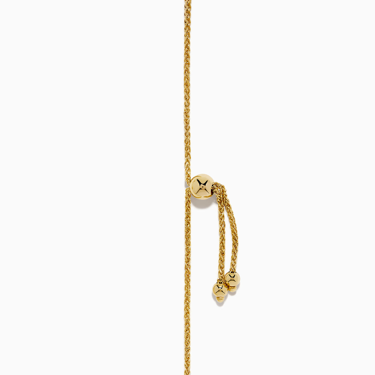 The 14K Yellow Gold Wheat Bolo Chain Bracelet features a twisted rope design with evenly spaced textured gold beads and an adjustable sliding clasp with decorative end pieces.